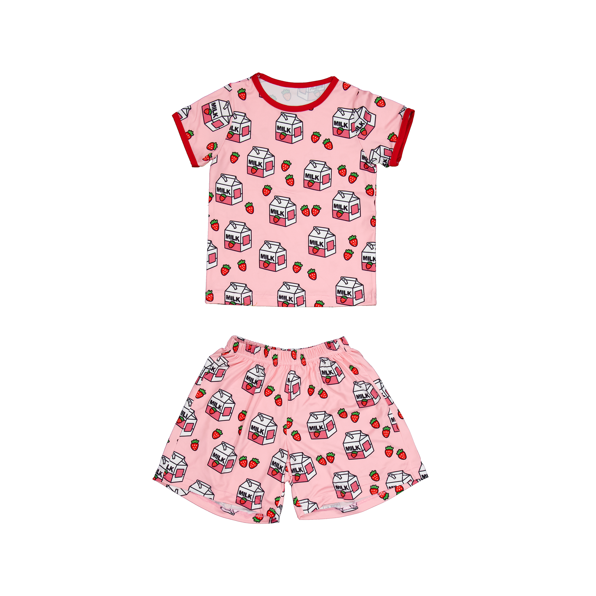 ABC SKIN SET-딸기 우유(반팔+반바지)